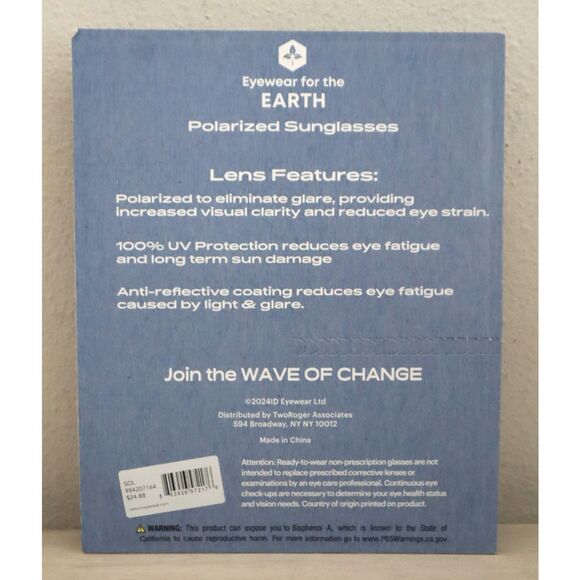 Eyewear for the Earth 984207164 Black SOL Rectangular Polarized Sunglasses - Picture 2 of 5